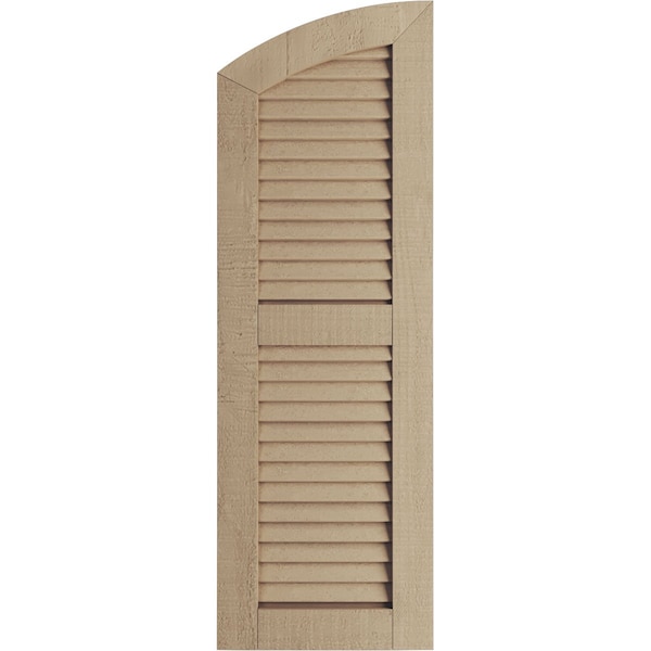 Rough Cedar 2 Equal Louver W/Elliptical Top Faux Wood Shutters, 15W X 88H (83 Low Side)